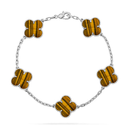 [Shinejoy] CLOVER 5 MOTIFS TIGER EYE BRACELET COLLECTION