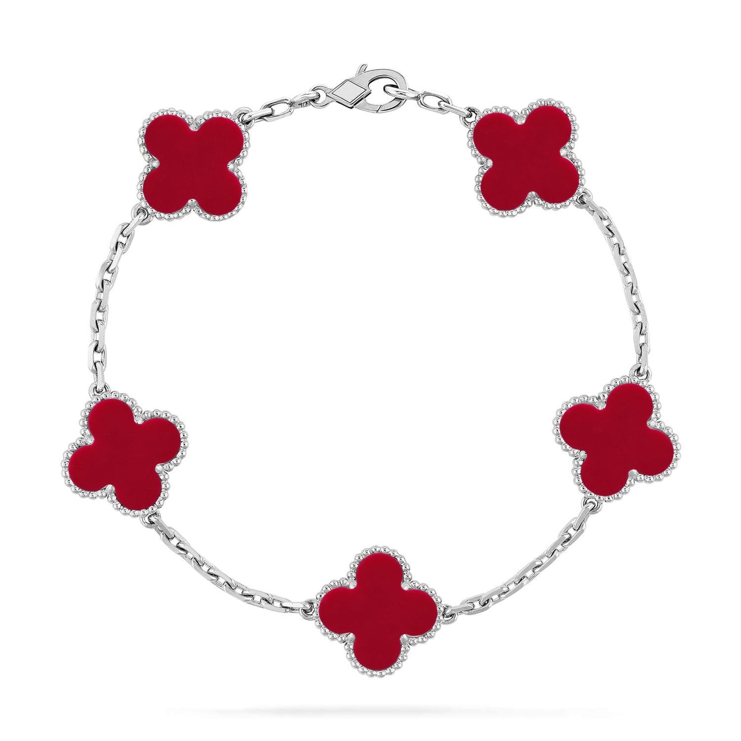 [Shinejoy] CLOVER 5 MOTIF RED CORNELIAN BRACELET COLLECTION