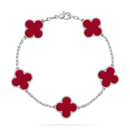 [Shinejoy] CLOVER 5 MOTIF RED CORNELIAN BRACELET COLLECTION