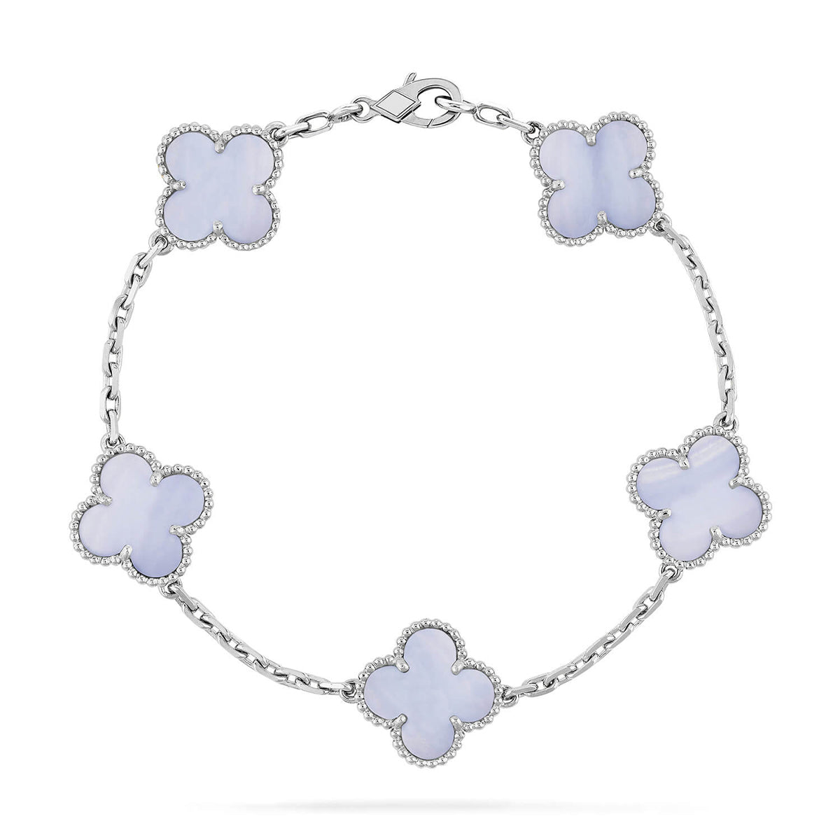 [Shinejoy] CLOVER 5 MOTIF PURPLE CHALCEDONY BRACELET COLLECTION