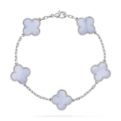 [Shinejoy] CLOVER 5 MOTIF PURPLE CHALCEDONY BRACELET COLLECTION