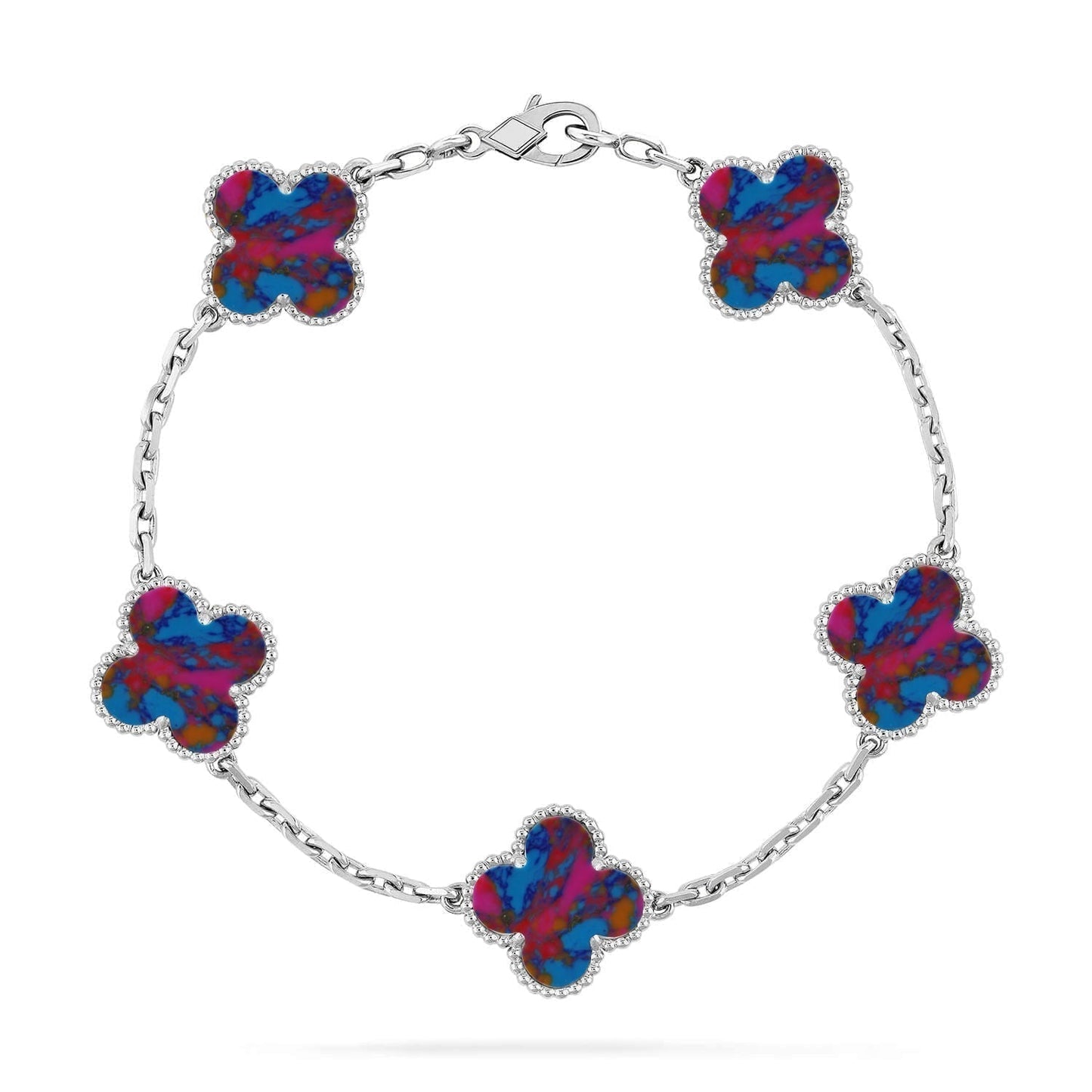 [Shinejoy]CLOVER 5 MOTIF COLOR GEMSTONES BRACELET COLLECTION