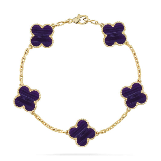 [Shinejoy]CLOVER 5 MOTIF PURPLE STRIPES BRACELET COLLECTION