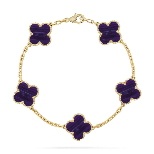 [Shinejoy]CLOVER 5 MOTIF PURPLE STRIPES BRACELET COLLECTION