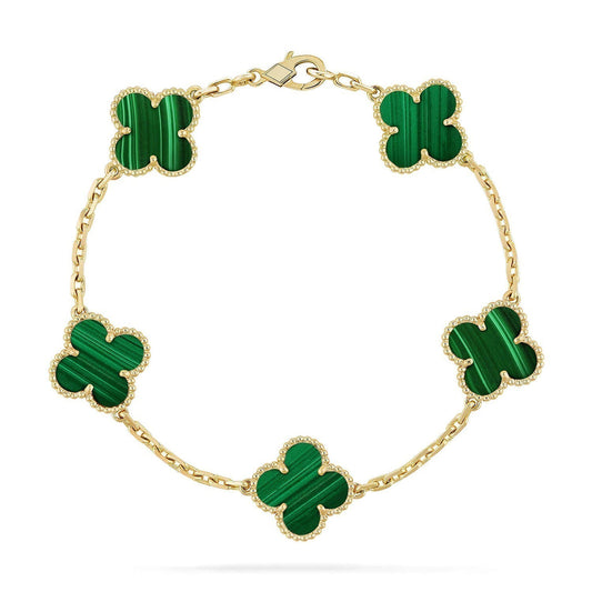 [Shinejoy] CLOVER 5 MOTIF MALACHITE BRACELET COLLECTION