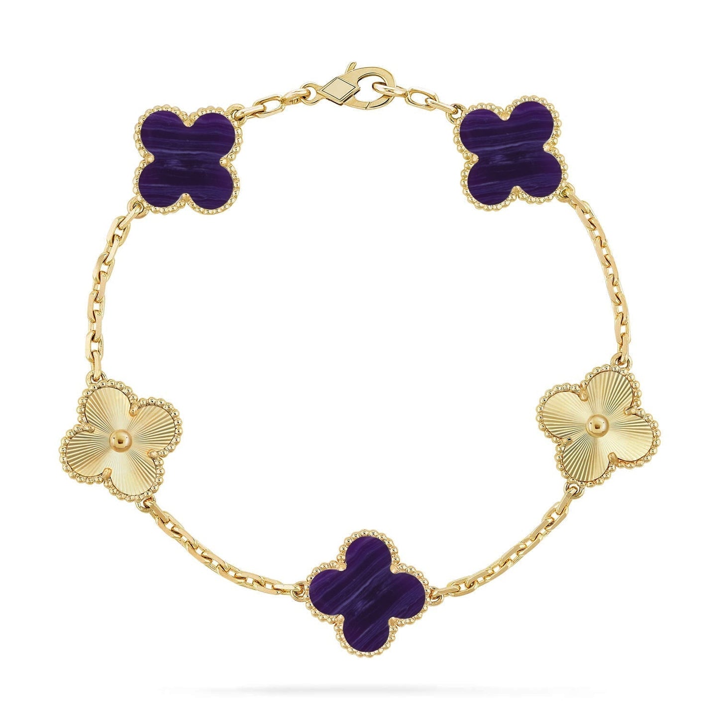 [Shinejoy]CLOVER 5 MOTIF PURPLE STRIPES BRACELET COLLECTION