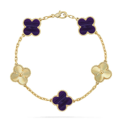 [Shinejoy]CLOVER 5 MOTIF PURPLE STRIPES BRACELET COLLECTION