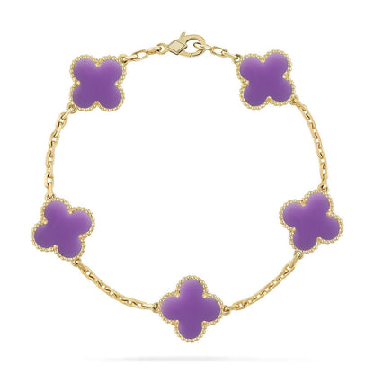[Shinejoy]CLOVER 5 MOTIF LIGHT PURPLE BRACELET COLLECTION