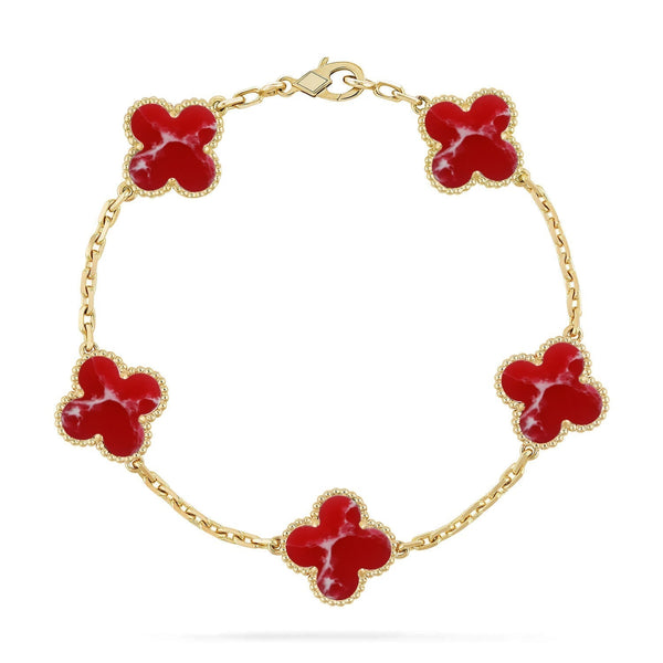 [Shinejoy]CLOVER 5 MOTIF RED PATTERN BRACELET COLLECTION