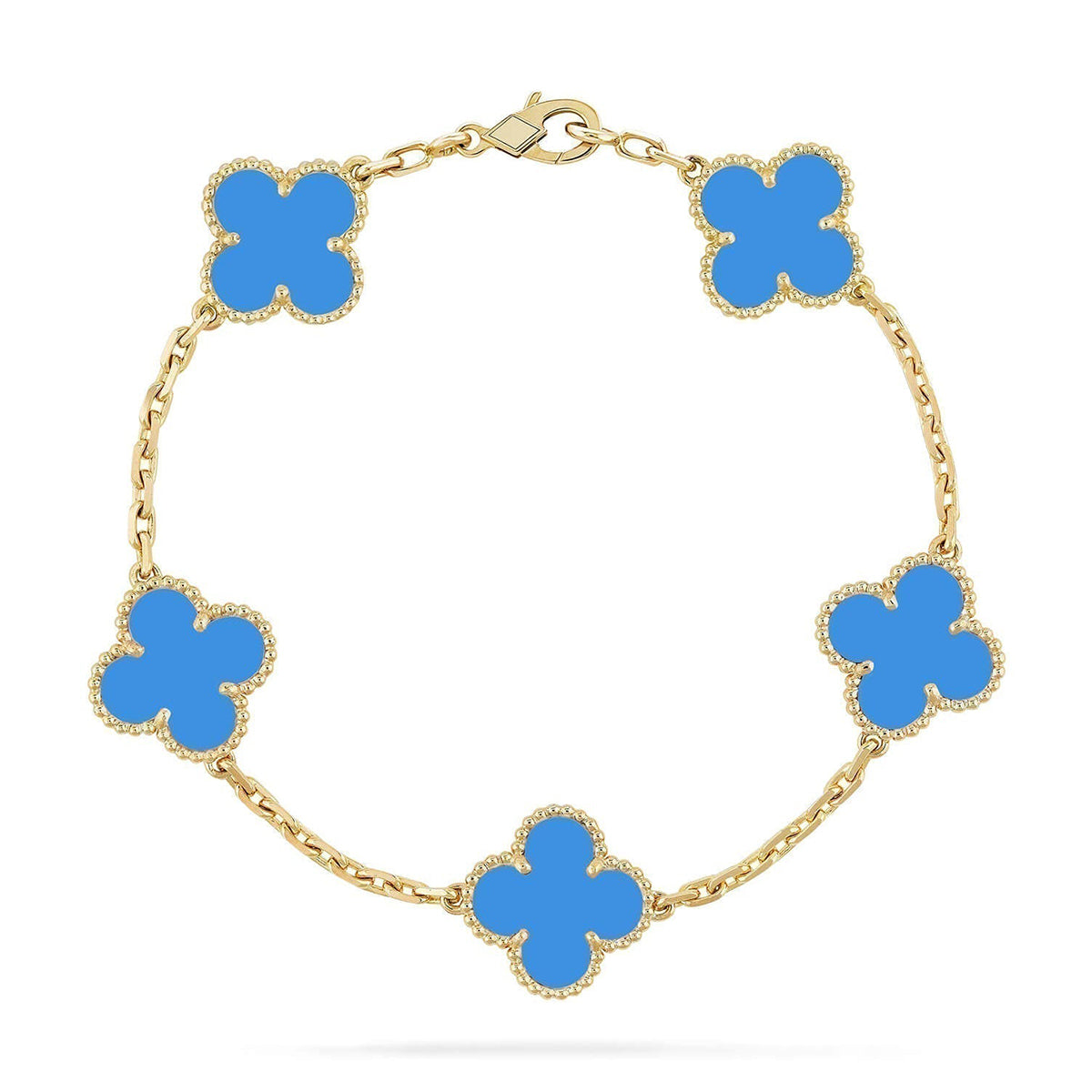 [Shinejoy] CLOVER 5 MOTIF BLUE AGATE BRACELET COLLECTION