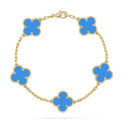[Shinejoy] CLOVER 5 MOTIF BLUE AGATE BRACELET COLLECTION