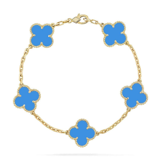 [Shinejoy] CLOVER 5 MOTIF BLUE AGATE BRACELET COLLECTION