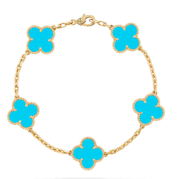 [Shinejoy] CLOVER 5 MOTIF TURQUOISE BRACELET COLLECTION