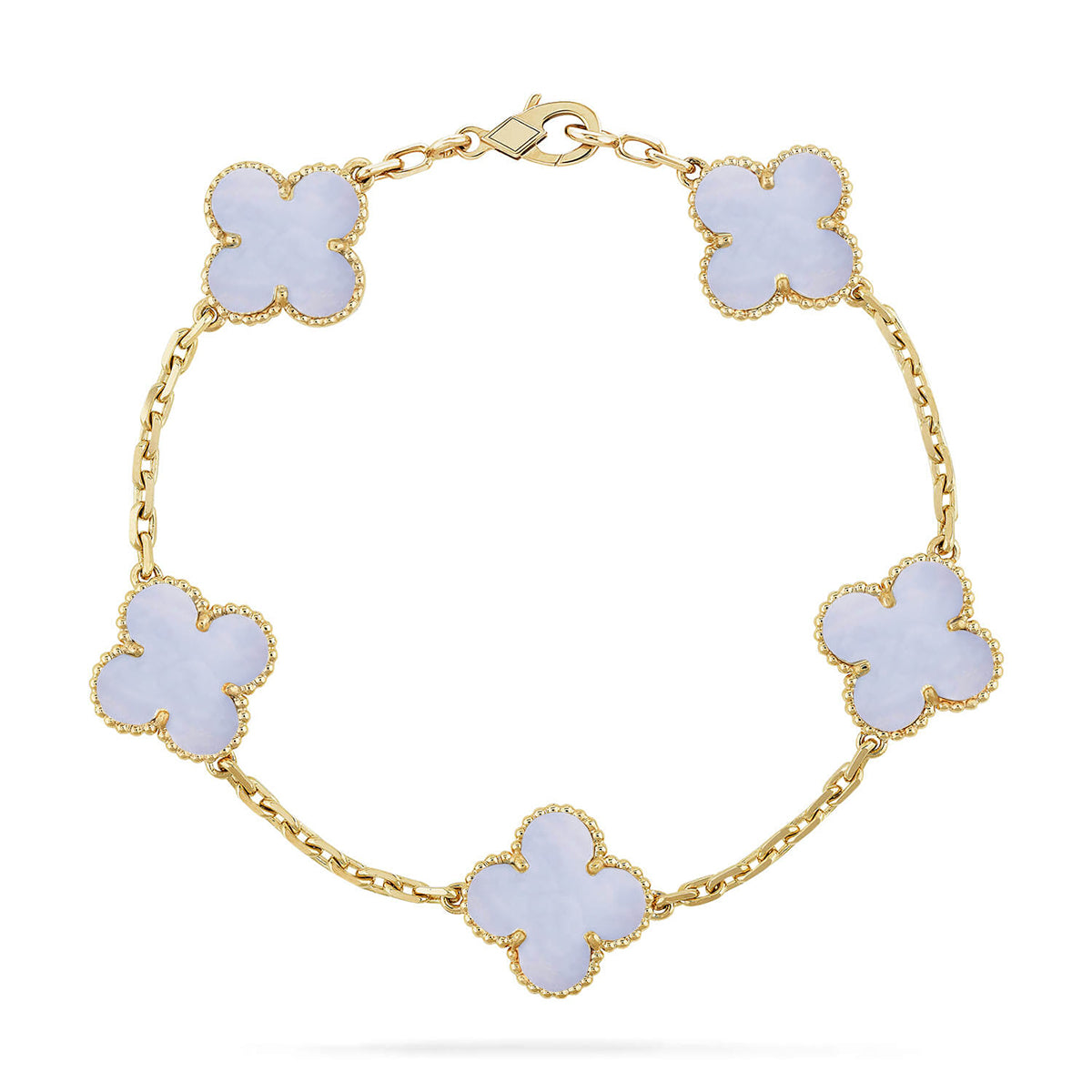 [Shinejoy] CLOVER 5 MOTIF PURPLE CHALCEDONY BRACELET COLLECTION