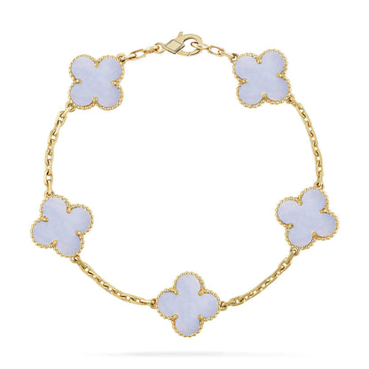 [Shinejoy] CLOVER 5 MOTIF PURPLE CHALCEDONY BRACELET COLLECTION