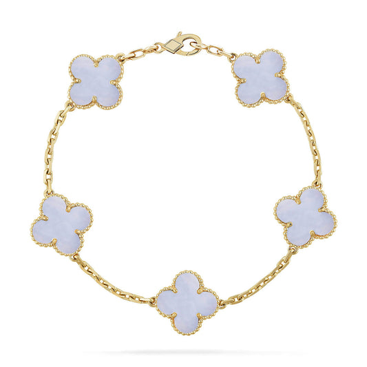 [Shinejoy] CLOVER 5 MOTIF PURPLE CHALCEDONY BRACELET COLLECTION