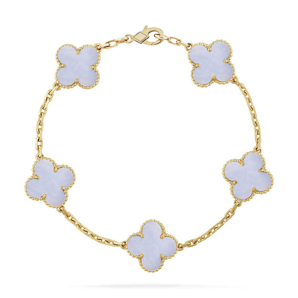 [Shinejoy] CLOVER 5 MOTIF PURPLE CHALCEDONY BRACELET COLLECTION