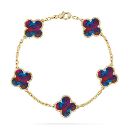 [Shinejoy]CLOVER 5 MOTIF COLOR GEMSTONES BRACELET COLLECTION