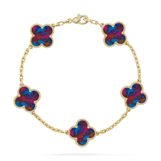 [Shinejoy]CLOVER 5 MOTIF COLOR GEMSTONES BRACELET COLLECTION