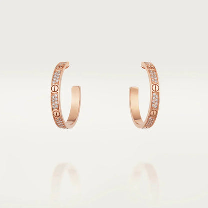 [Shinejoy]LOVE DIAMOND PINK GOLD HOOP EARRINGS