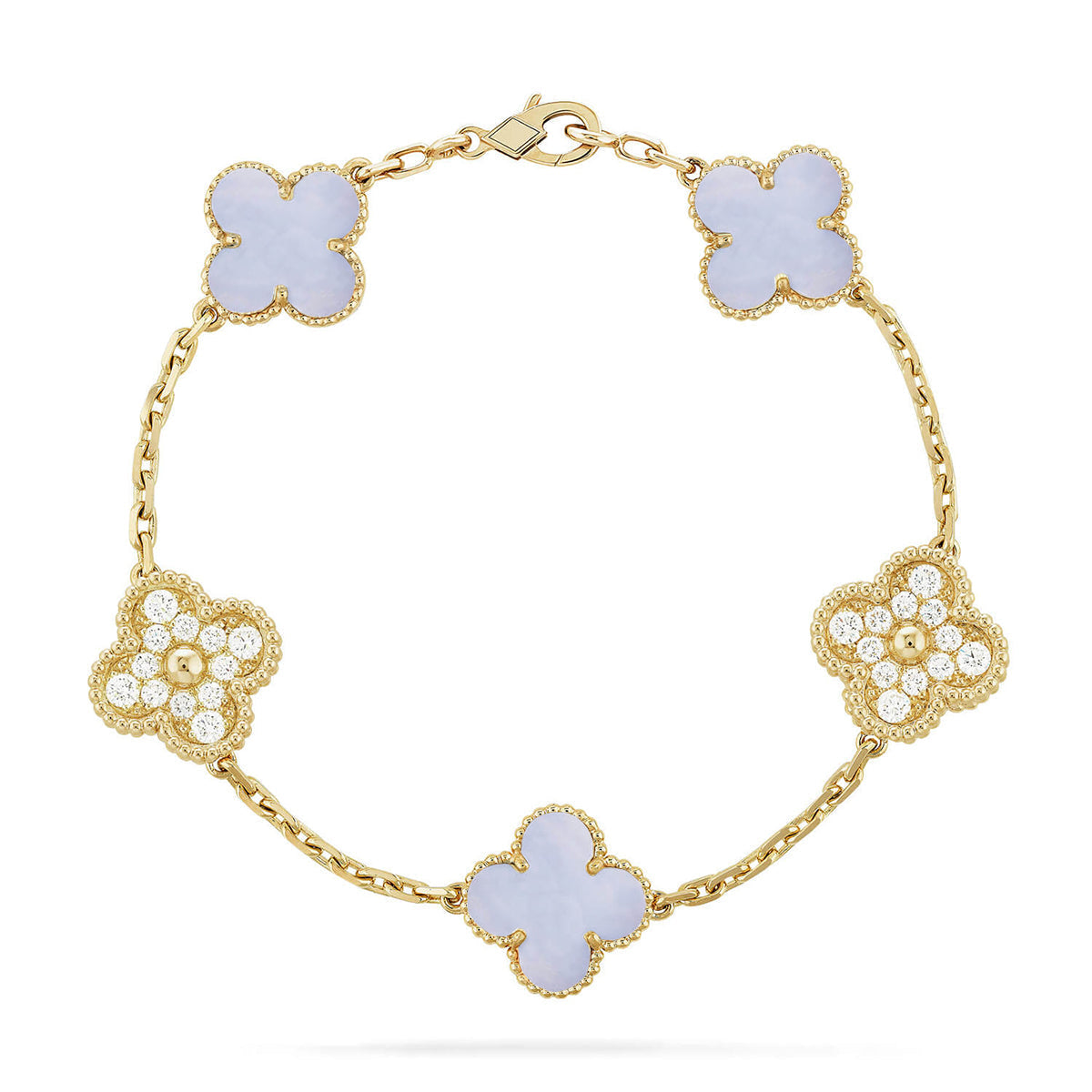 [Shinejoy] CLOVER 5 MOTIF PURPLE CHALCEDONY BRACELET COLLECTION