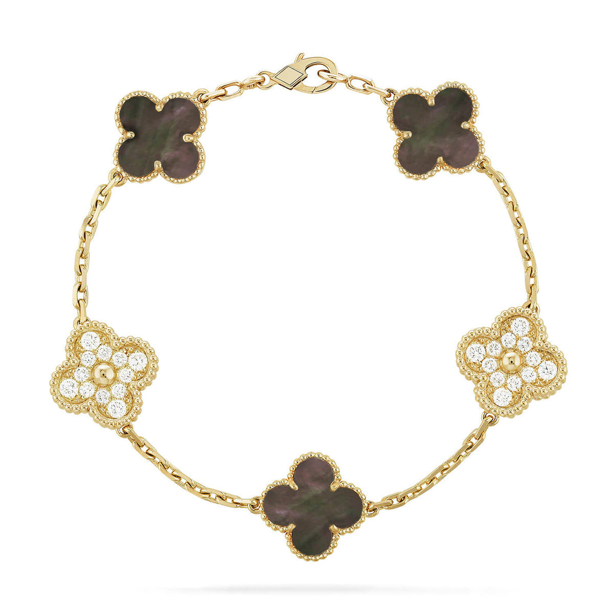 [Shinejoy] CLOVER 5 MOTIF GRAY MOP BRACELET COLLECTION