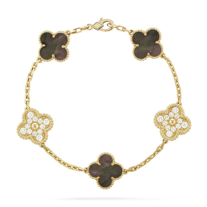 [Shinejoy] CLOVER 5 MOTIF GRAY MOP BRACELET COLLECTION