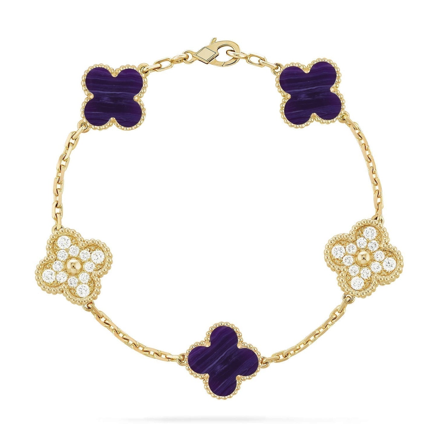 [Shinejoy]CLOVER 5 MOTIF PURPLE STRIPES BRACELET COLLECTION