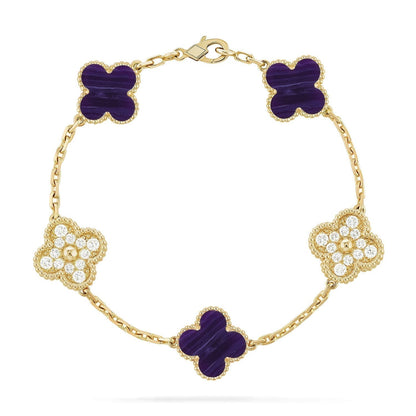 [Shinejoy]CLOVER 5 MOTIF PURPLE STRIPES BRACELET COLLECTION