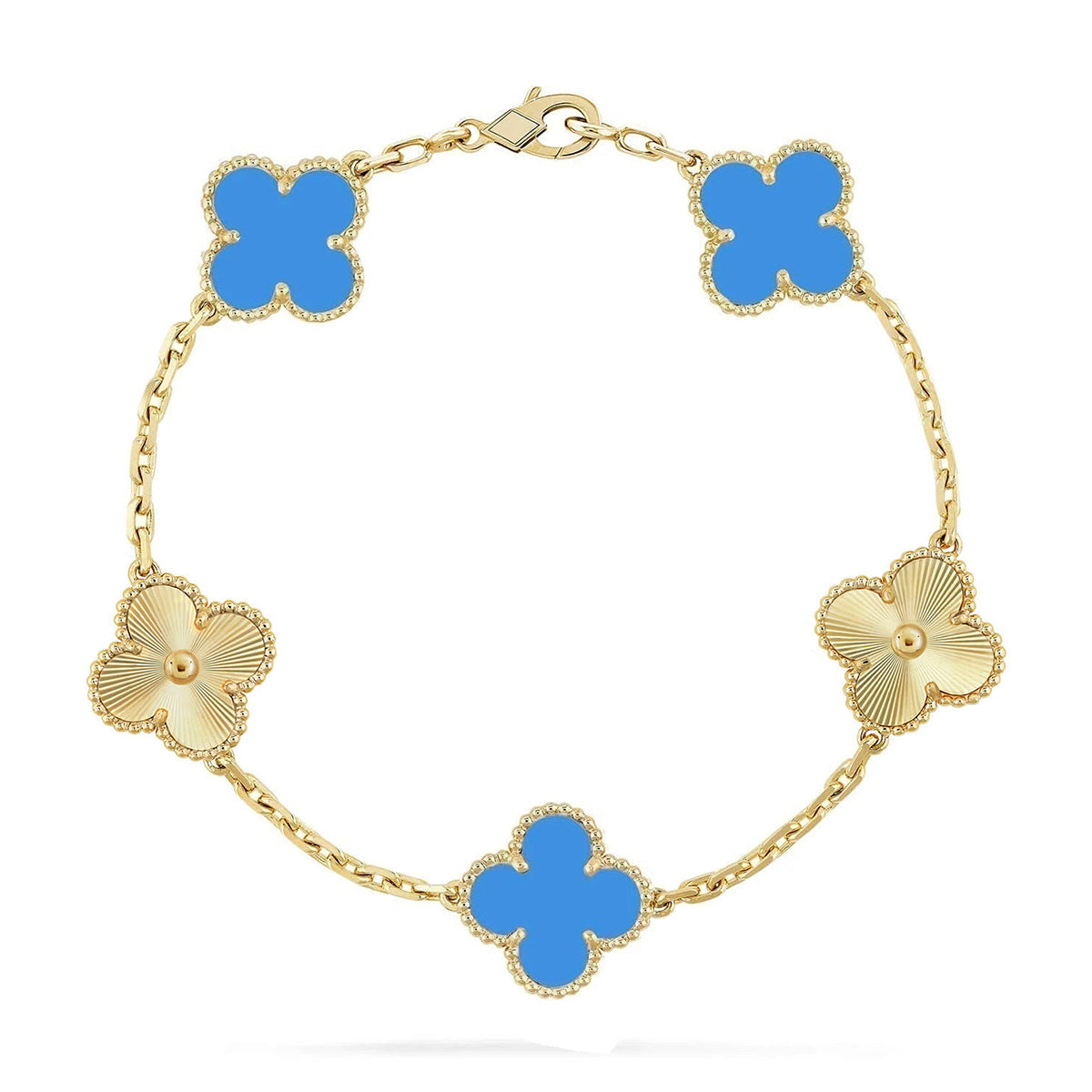 [Shinejoy] CLOVER 5 MOTIF BLUE AGATE BRACELET COLLECTION