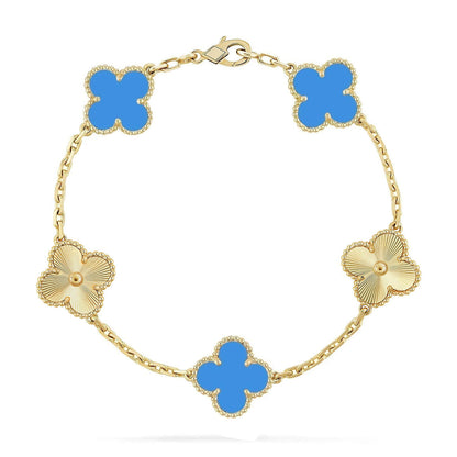 [Shinejoy] CLOVER 5 MOTIF BLUE AGATE BRACELET COLLECTION