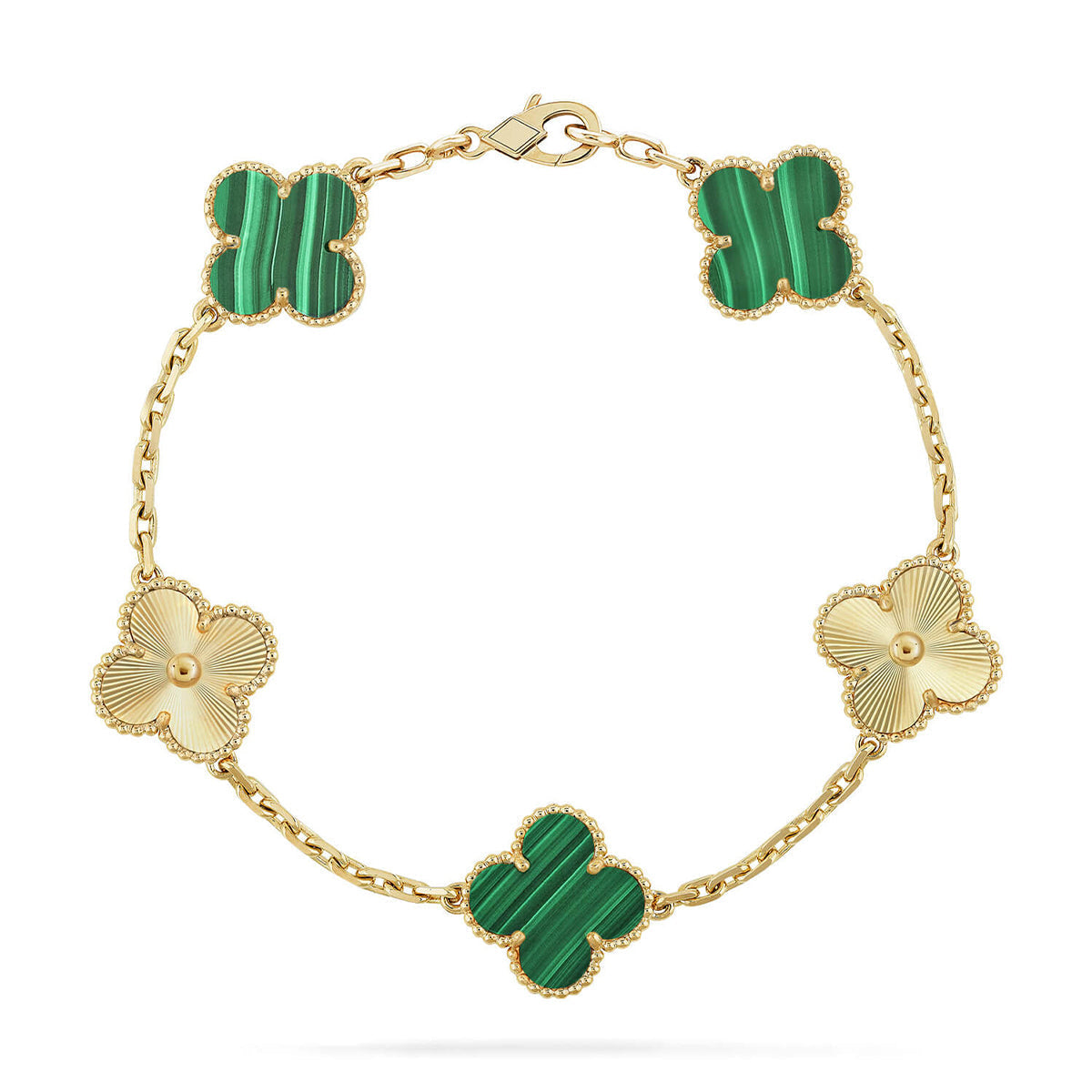 [Shinejoy] CLOVER 5 MOTIF MALACHITE BRACELET COLLECTION
