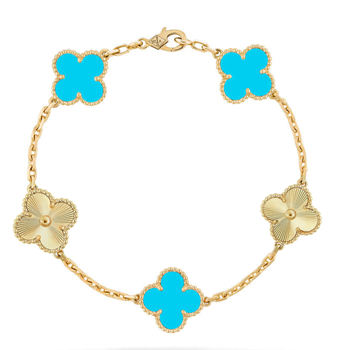 [Shinejoy] CLOVER 5 MOTIF TURQUOISE BRACELET COLLECTION