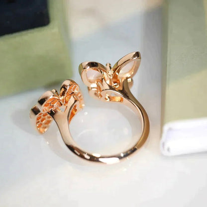 [Shinejoy]TWIN BUTTERFLY DIAMOND MOP RING