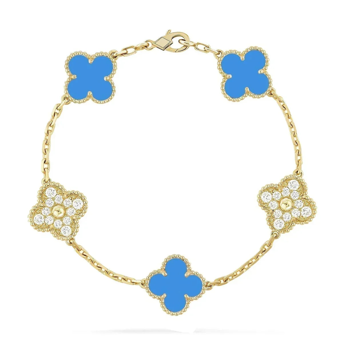 [Shinejoy] CLOVER 5 MOTIF BLUE AGATE BRACELET COLLECTION