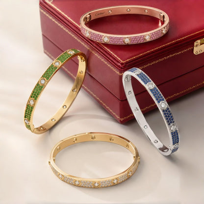 [Shinejoy]2026 PAVE GEMSTONE LOVE BRACELET 6.1MM 10 DIAMONDS