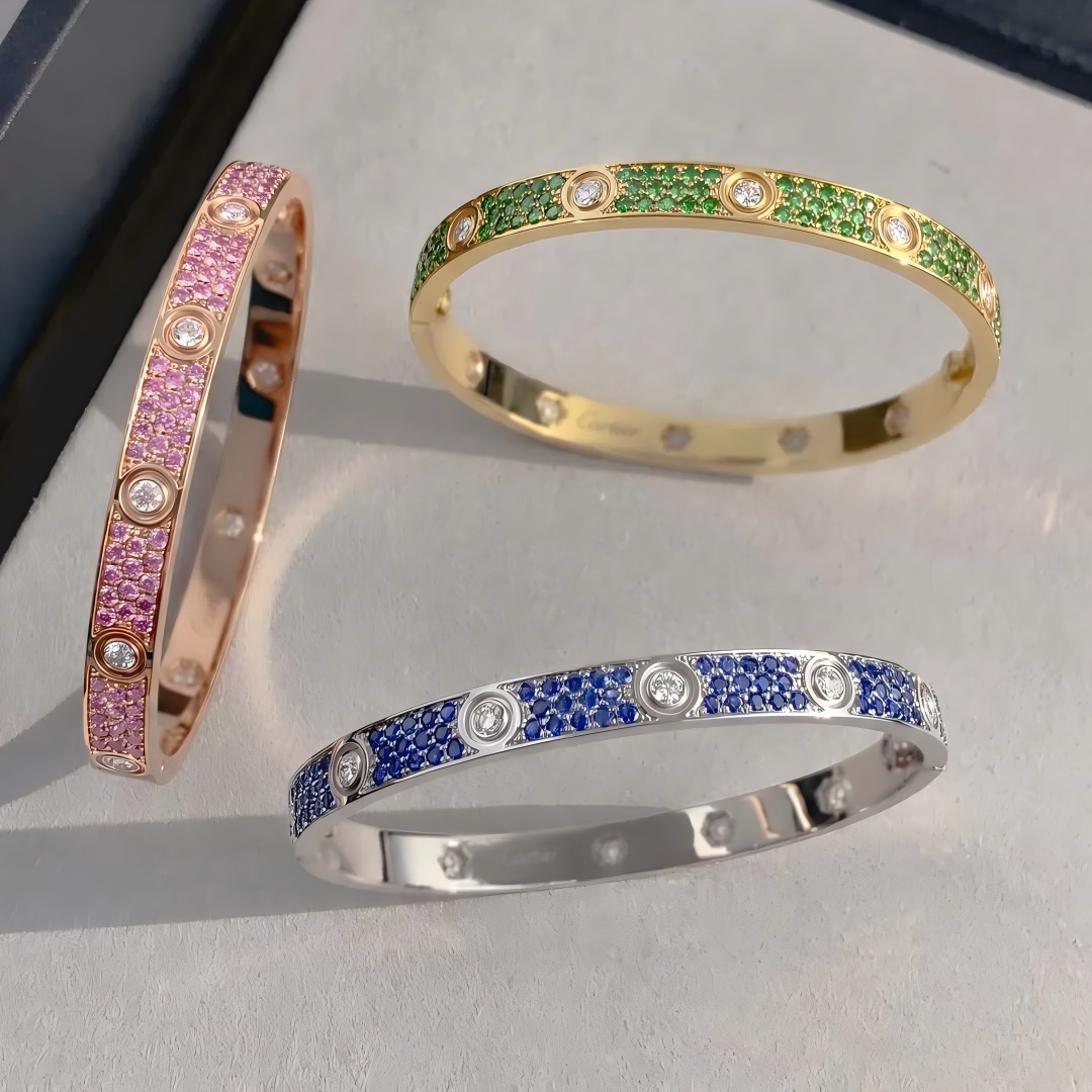 [Shinejoy]2026 PAVE GEMSTONE LOVE BRACELET 6.1MM 10 DIAMONDS