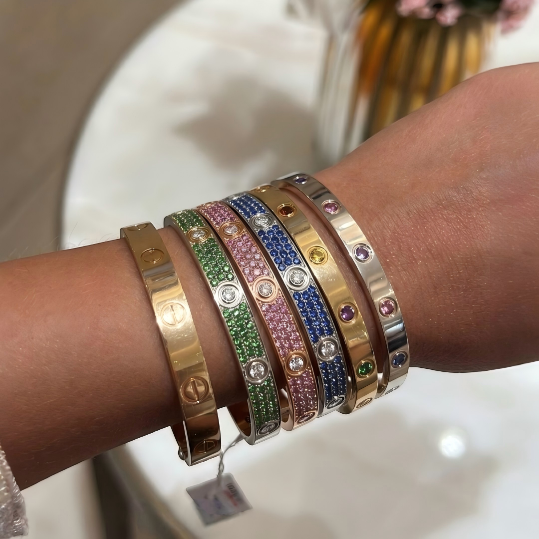 [Shinejoy]2026 PAVE GEMSTONE LOVE BRACELET 6.1MM 10 DIAMONDS