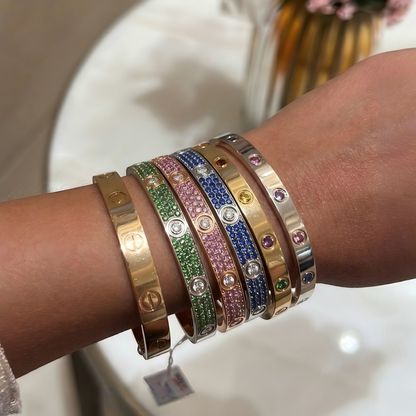 [Shinejoy]2026 PAVE GEMSTONE LOVE BRACELET 6.1MM 10 DIAMONDS