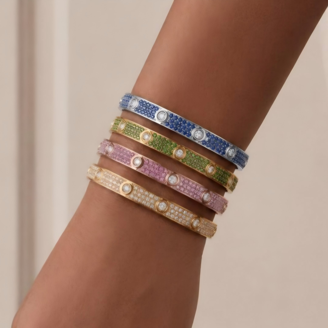 [Shinejoy]2026 PAVE GEMSTONE LOVE BRACELET 6.1MM 10 DIAMONDS