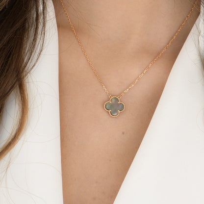 [Shinejoy]CLOVER 15MM  GRAY MOTHER OF PEARL NECKLACE