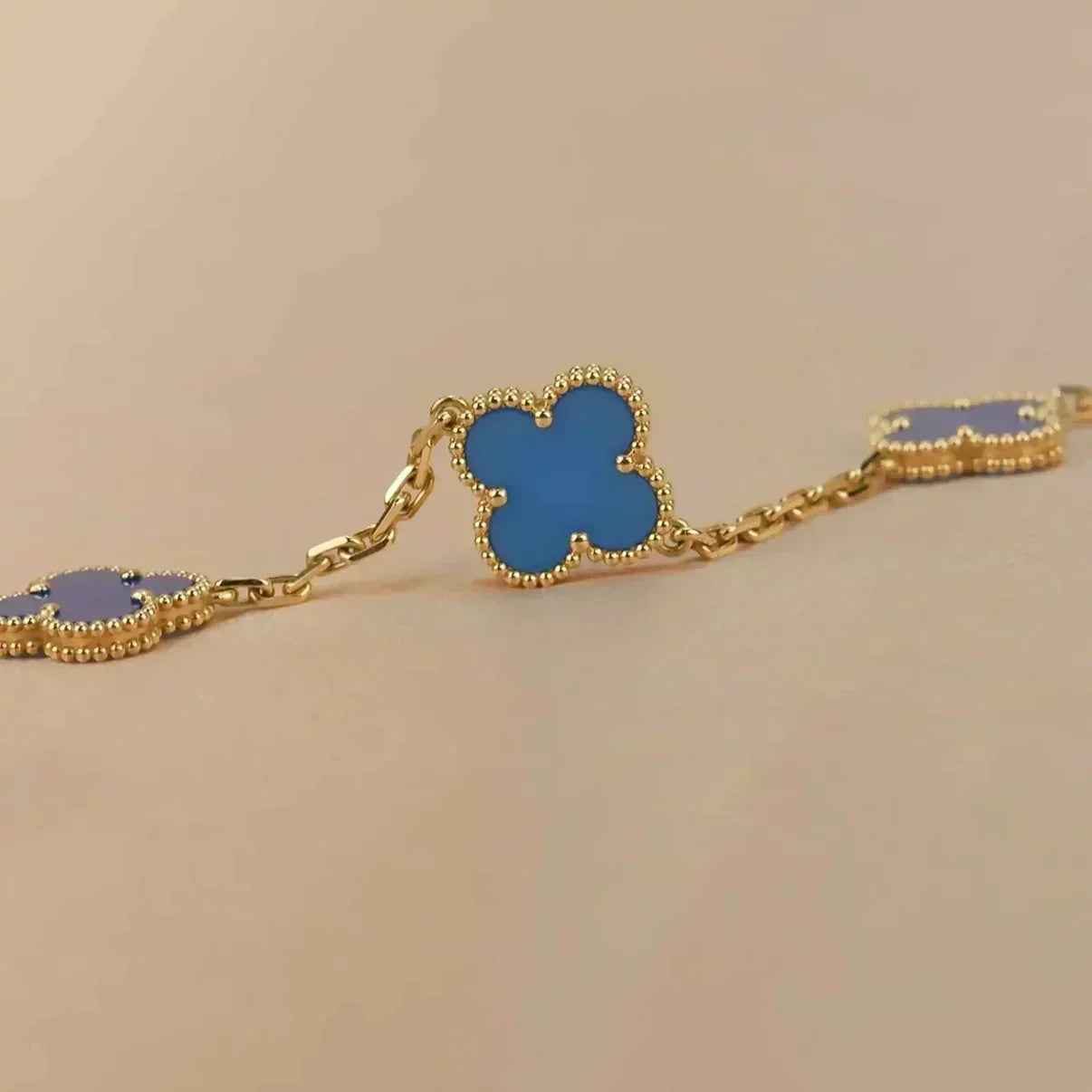 [Shinejoy] CLOVER 5 MOTIF BLUE AGATE BRACELET COLLECTION