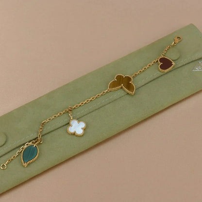 [Shinejoy]LUCKY SPRING 5 MOTIF GOLD BRACELET