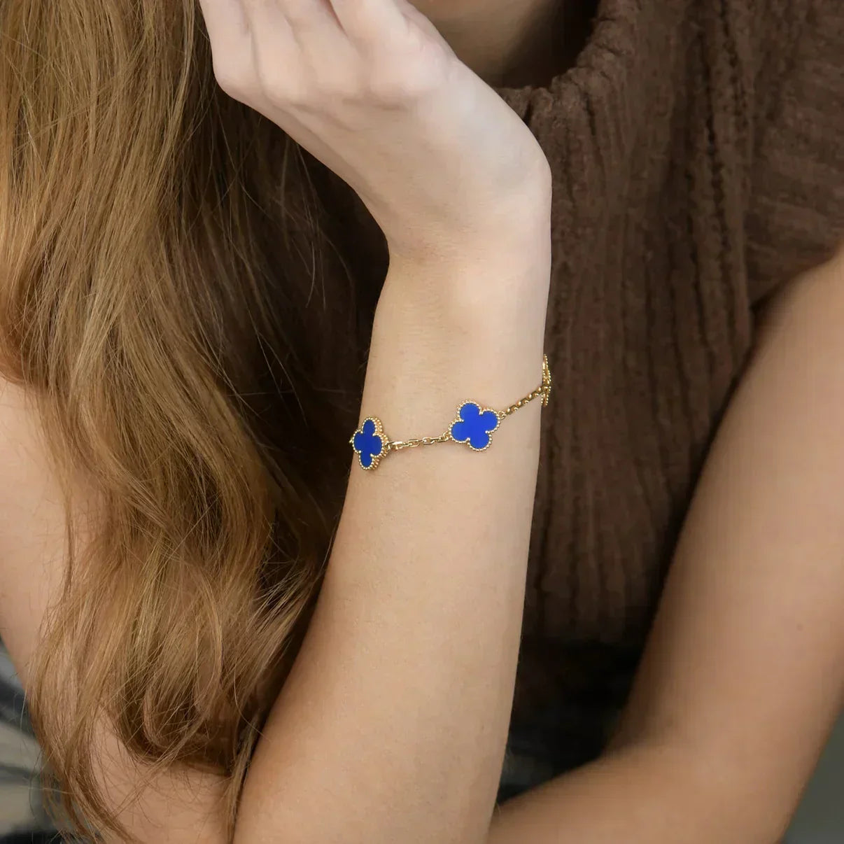 [Shinejoy] CLOVER 5 MOTIF BLUE AGATE BRACELET COLLECTION