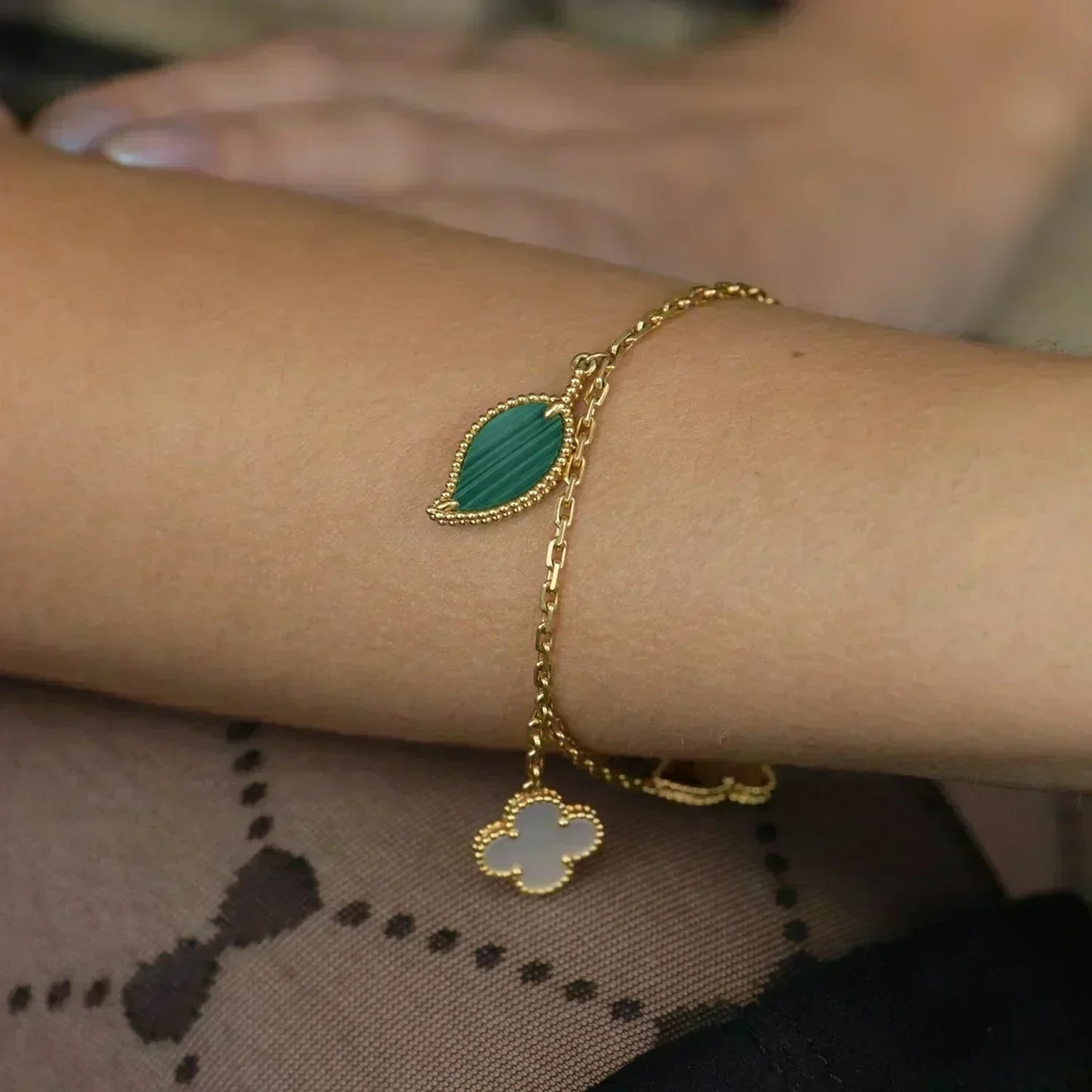 [Shinejoy]LUCKY SPRING 5 MOTIF GOLD BRACELET