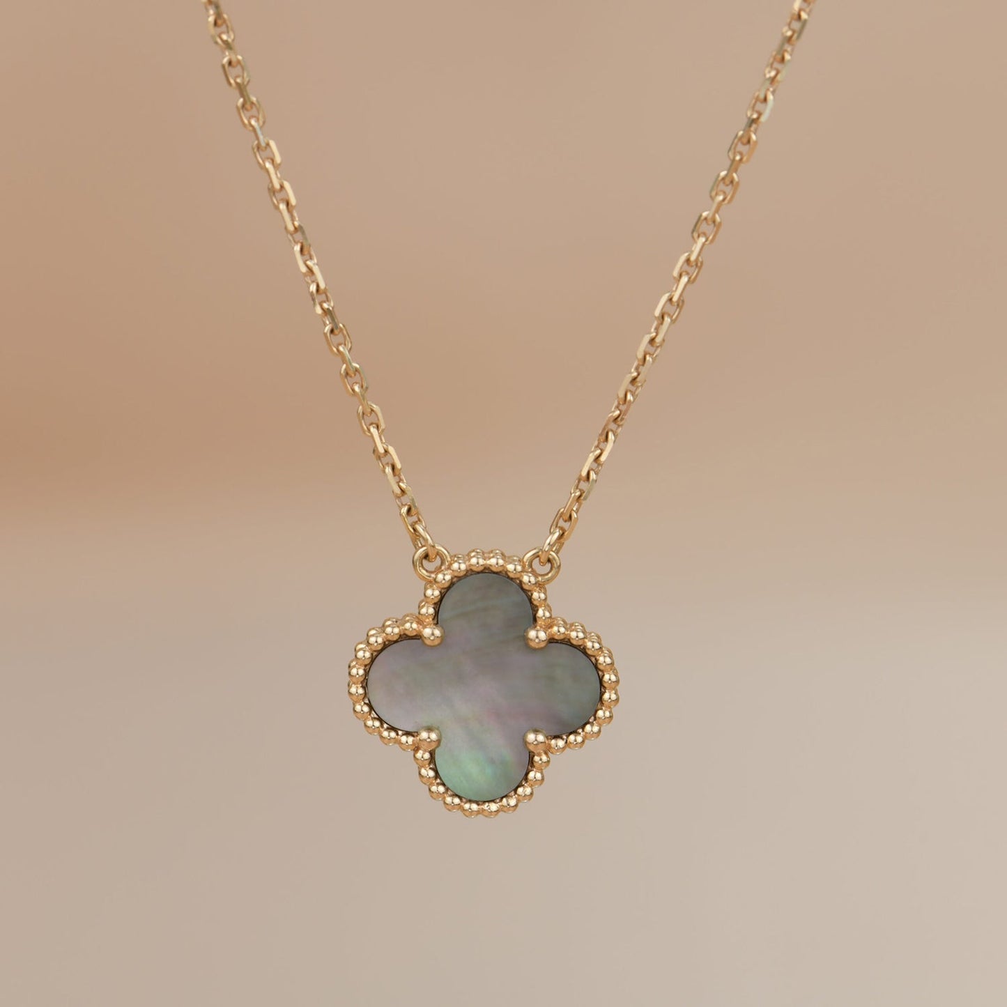 [Shinejoy]CLOVER 15MM  GRAY MOTHER OF PEARL NECKLACE