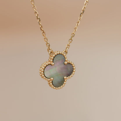[Shinejoy]CLOVER 15MM  GRAY MOTHER OF PEARL NECKLACE