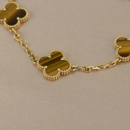 [Shinejoy] CLOVER 5 MOTIFS TIGER EYE BRACELET COLLECTION
