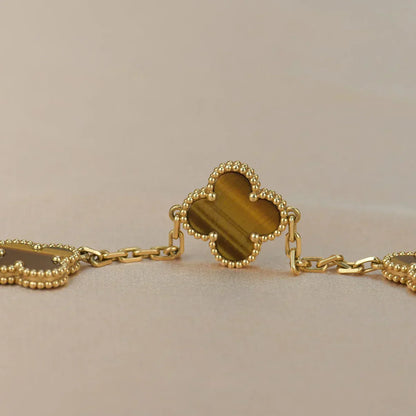 [Shinejoy] CLOVER 5 MOTIFS TIGER EYE BRACELET COLLECTION