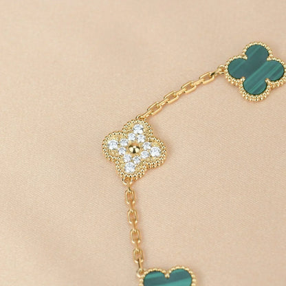 [Shinejoy] CLOVER 5 MOTIF MALACHITE BRACELET COLLECTION